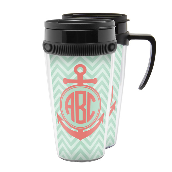 Custom Chevron & Anchor Acrylic Travel Mug (Personalized)