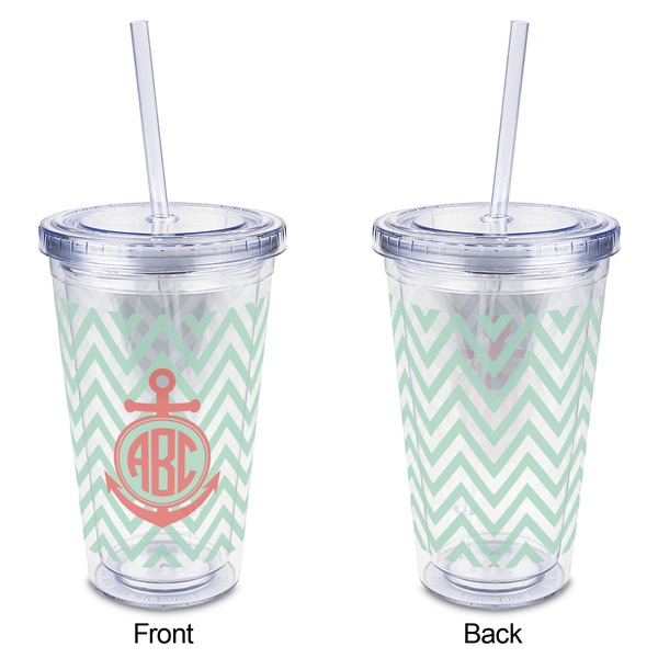 Chevron & Anchor Acrylic Tumbler - Full Print - Approval