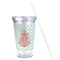 Chevron & Anchor Acrylic Tumbler - Full Print - Front straw out