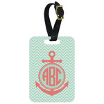 Chevron & Anchor Metal Luggage Tag w/ Monogram
