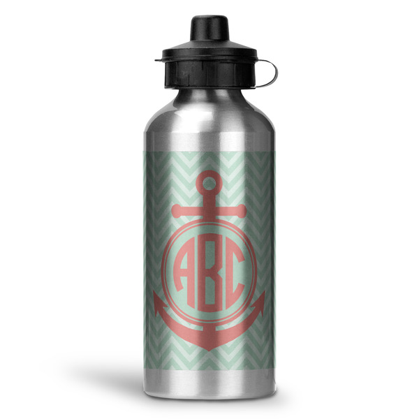 Custom Chevron & Anchor Water Bottles - 20 oz - Aluminum (Personalized)