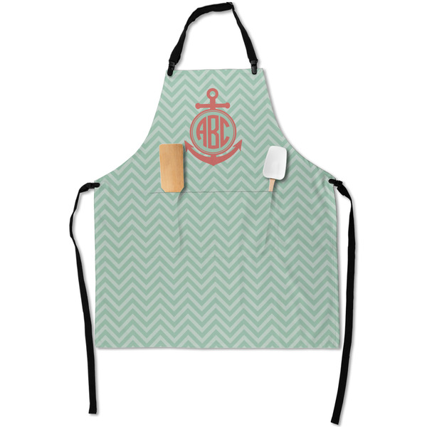Custom Chevron & Anchor Apron With Pockets w/ Monogram