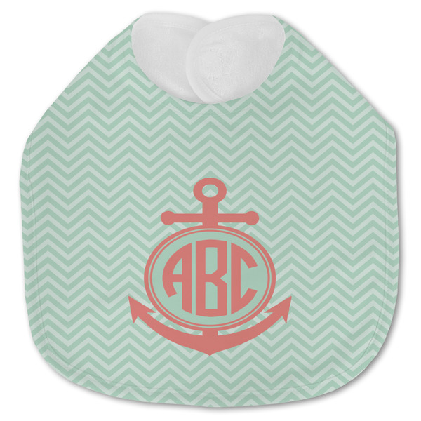 Custom Chevron & Anchor Jersey Knit Baby Bib w/ Monogram