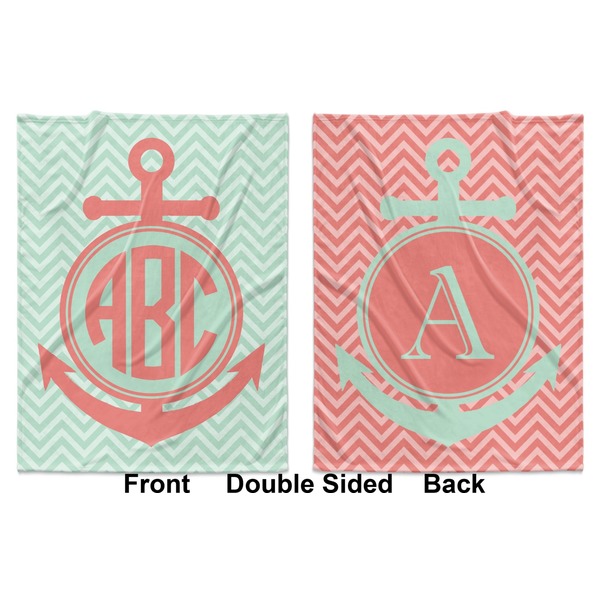 Chevron & Anchor Baby Blanket (Double Sided - Printed Front and Back)
