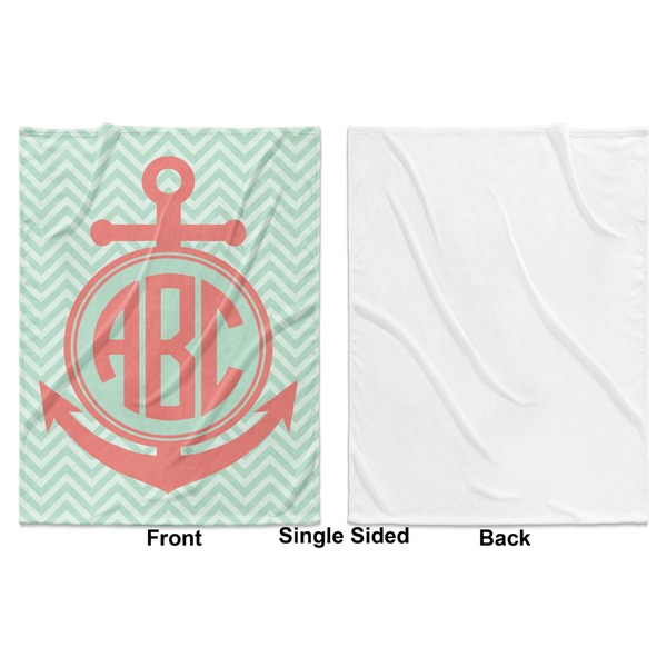 Chevron & Anchor Baby Blanket (Single Side - Printed Front, White Back)