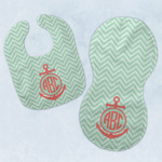 Chevron & Anchor Baby Bib & Burp Set w/ Monogram