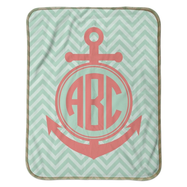 Chevron & Anchor Baby Sherpa Blanket - Flat