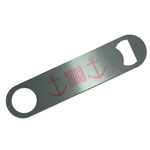 Chevron & Anchor Bar Bottle Opener - Silver w/ Monogram