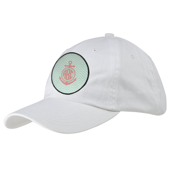 Custom Chevron & Anchor Baseball Cap - White (Personalized)