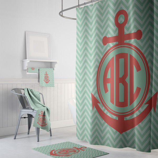 Chevron & Anchor Bath Towel Sets - 3-piece - In Context