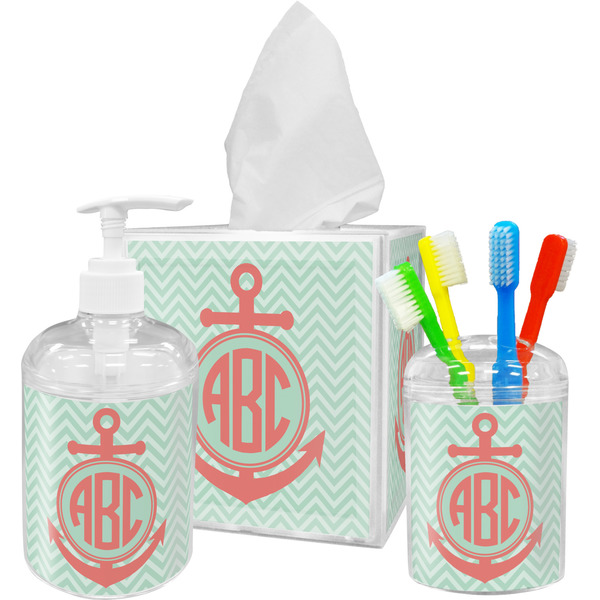 Chevron & Anchor Bathroom Accessories Set (Personalized)