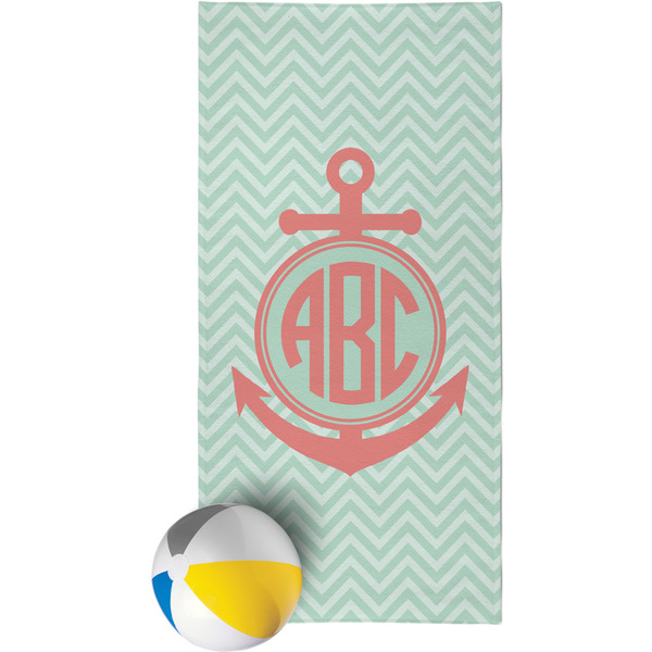 Custom Chevron & Anchor Beach Towel (Personalized)