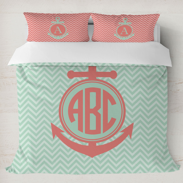Custom Chevron & Anchor Duvet Cover Set - King (Personalized)
