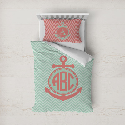 Chevron & Anchor Duvet Cover Set - Twin (Personalized)