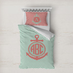 Chevron & Anchor Duvet Cover Set - Twin XL (Personalized)