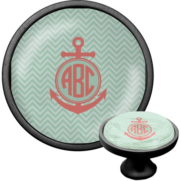 Custom Chevron & Anchor Cabinet Knob (Black) (Personalized)