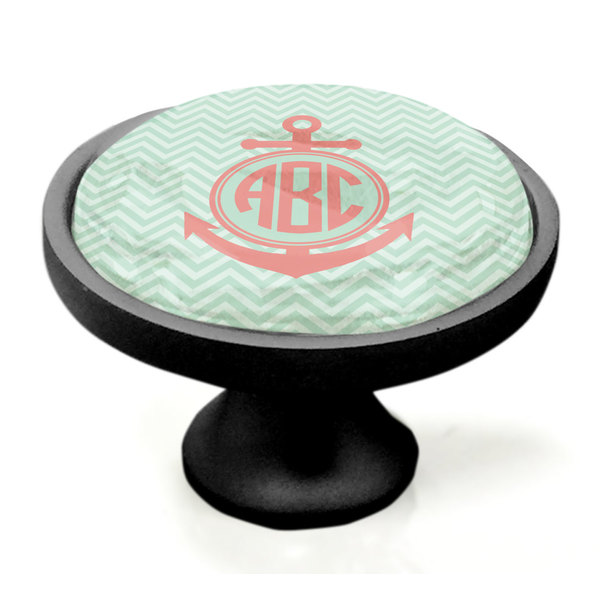 Chevron & Anchor Black Custom Cabinet Knob (Side)