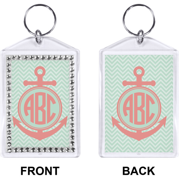 Chevron & Anchor Bling Keychain (Front + Back)