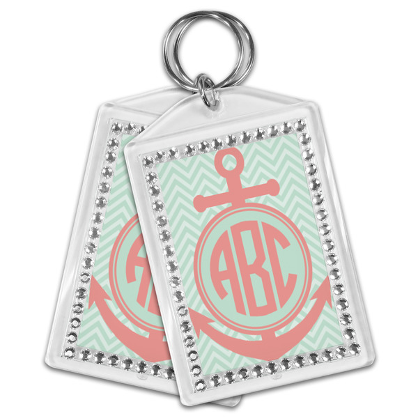 Chevron & Anchor Bling Keychain - MAIN