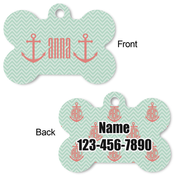 Chevron & Anchor Bone Shaped Dog ID Tag - Large - Approval