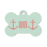 Chevron & Anchor Bone Shaped Dog ID Tag - Small (Personalized)