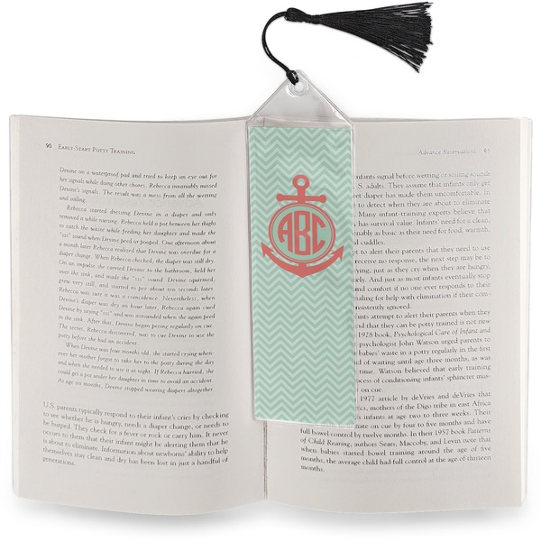 Chevron & Anchor Bookmark with tassel - In book