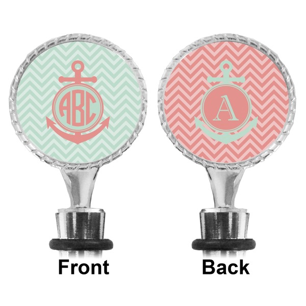 Chevron & Anchor Bottle Stopper - Front and Back