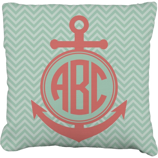 Custom Chevron & Anchor Faux-Linen Throw Pillow 16" (Personalized)