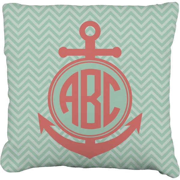 Custom Chevron & Anchor Faux-Linen Throw Pillow 26" (Personalized)