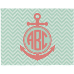 Chevron & Anchor Woven Fabric Placemat - Twill w/ Monogram