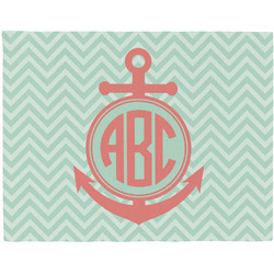 Chevron & Anchor Woven Fabric Placemat - Twill w/ Monogram