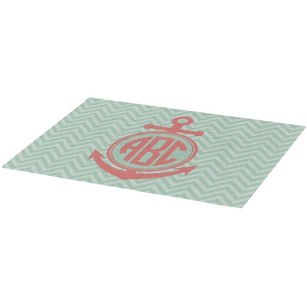 Chevron & Anchor Burlap Placemat (Angle View)