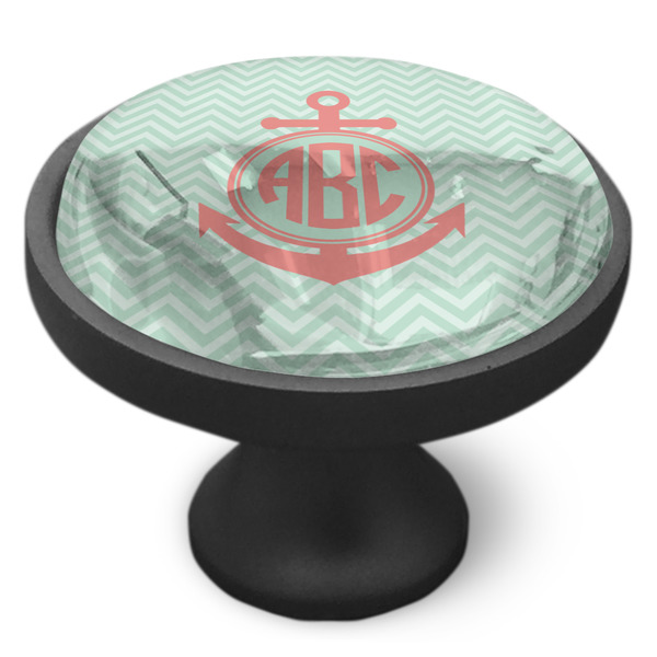 Chevron & Anchor Cabinet Knob - Black - Side