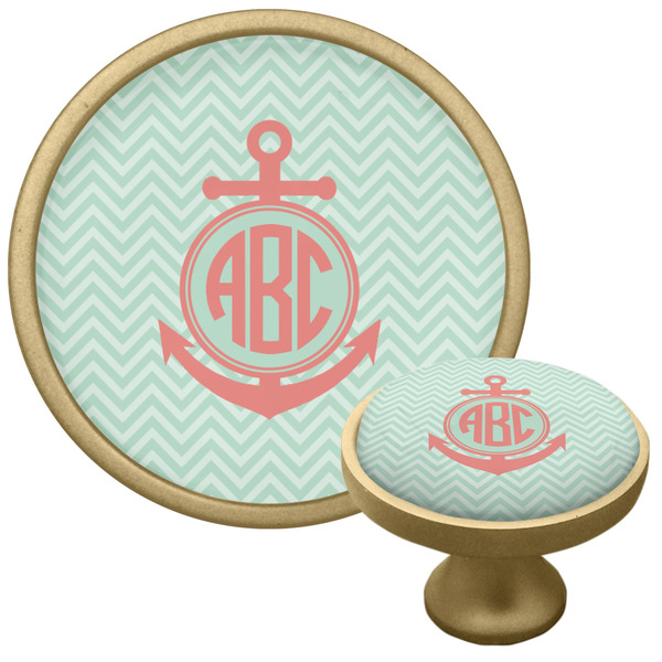 Chevron & Anchor Cabinet Knob - Gold - Multi Angle