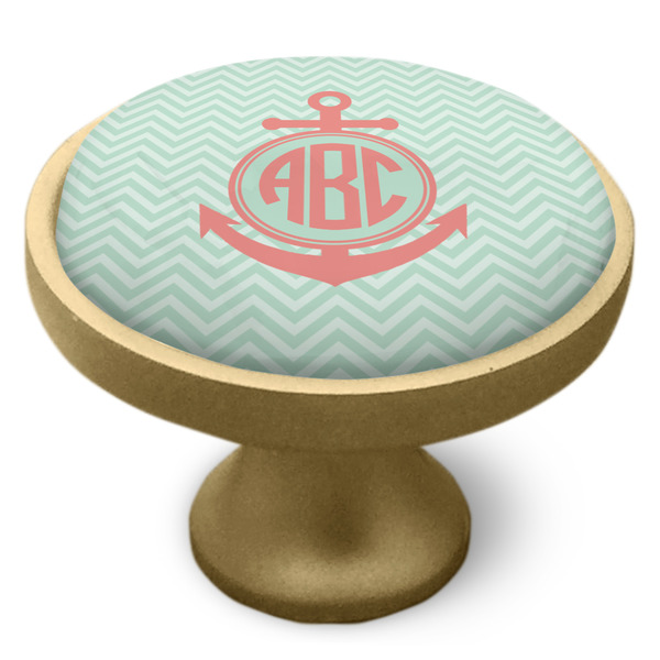 Chevron & Anchor Cabinet Knob - Gold - Side