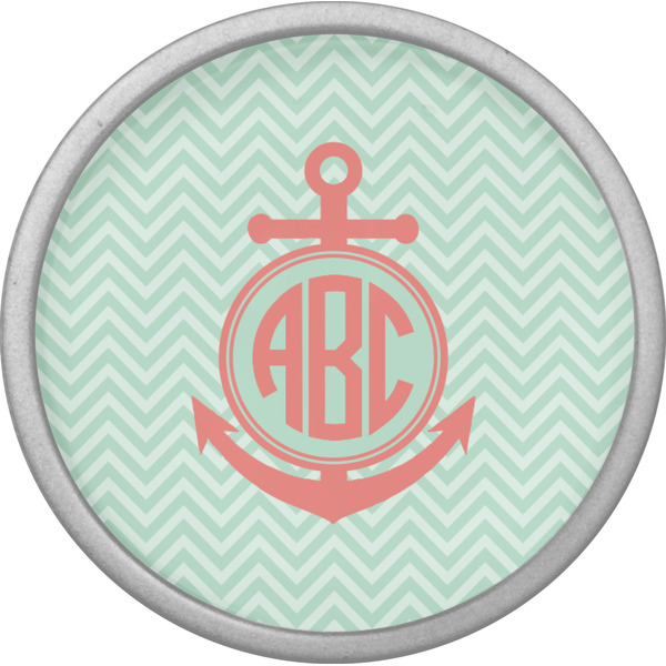 Chevron & Anchor Cabinet Knob - Nickel - Front