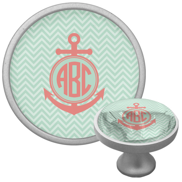 Custom Chevron & Anchor Cabinet Knob (Silver) (Personalized)