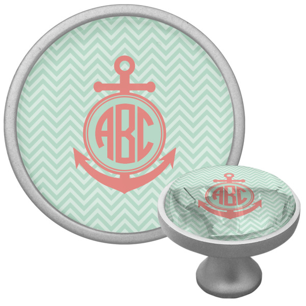 Chevron & Anchor Cabinet Knob - Nickel - Multi Angle