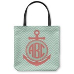 Chevron & Anchor Canvas Tote Bag - Large - 18"x18" (Personalized)