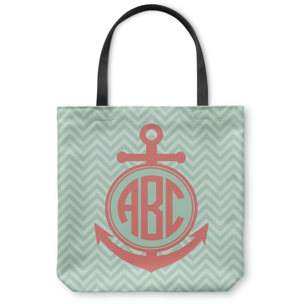 Custom Chevron & Anchor Canvas Tote Bag - Large - 18"x18" (Personalized)