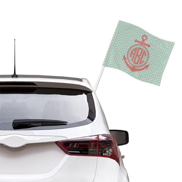 Chevron & Anchor Car Flag - Large - LIFESTYLE