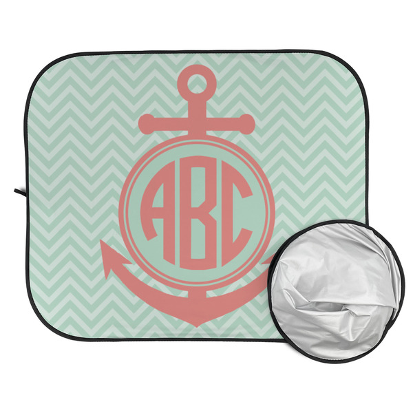 Chevron & Anchor Car Sun Shades - FOLDED & UNFOLDED