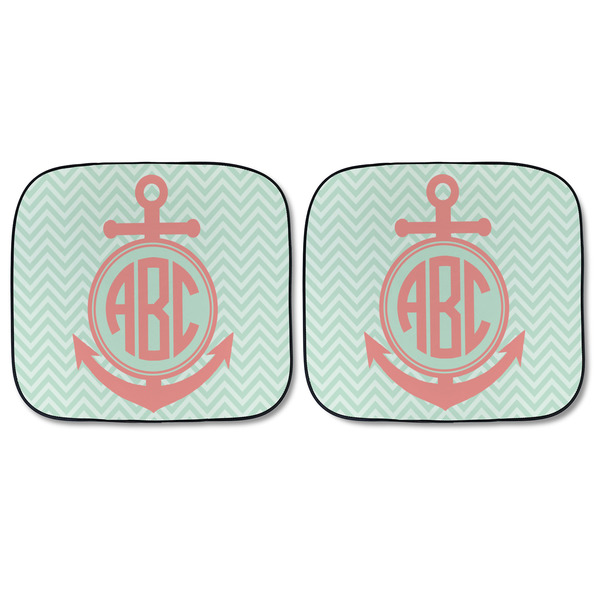 Chevron & Anchor Car Sun Shades - FRONT