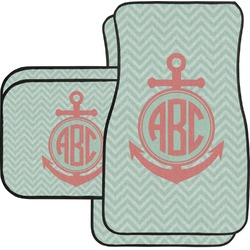 Chevron & Anchor Car Floor Mats Set - 2 Front & 2 Back (Personalized)