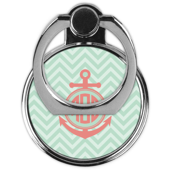 Chevron & Anchor Cell Phone Ring Stand & Holder - Front (Collapsed)
