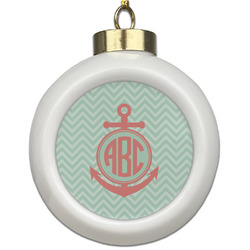 Chevron & Anchor Ceramic Ball Ornament (Personalized)