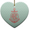 Chevron & Anchor Ceramic Flat Ornament - Heart (Front)