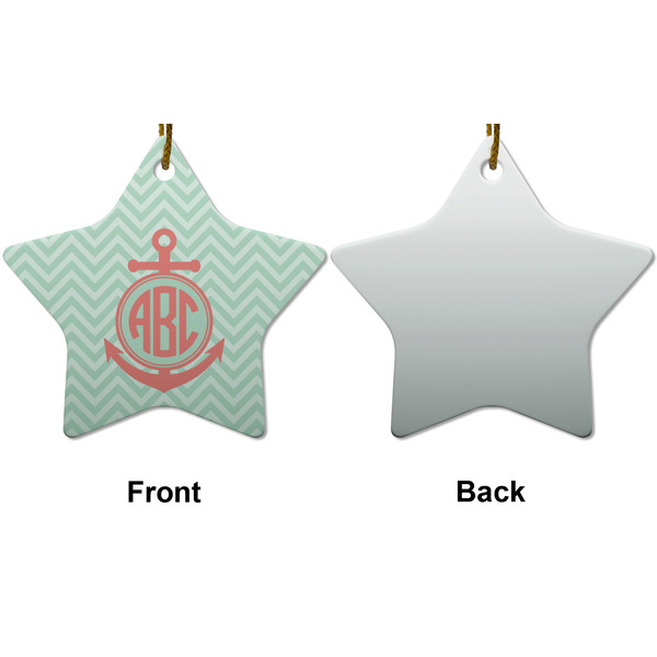 Chevron & Anchor Ceramic Flat Ornament - Star Front & Back (APPROVAL)