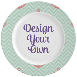 Chevron & Anchor Ceramic Dinner Plates (Set of 4) (Personalized)