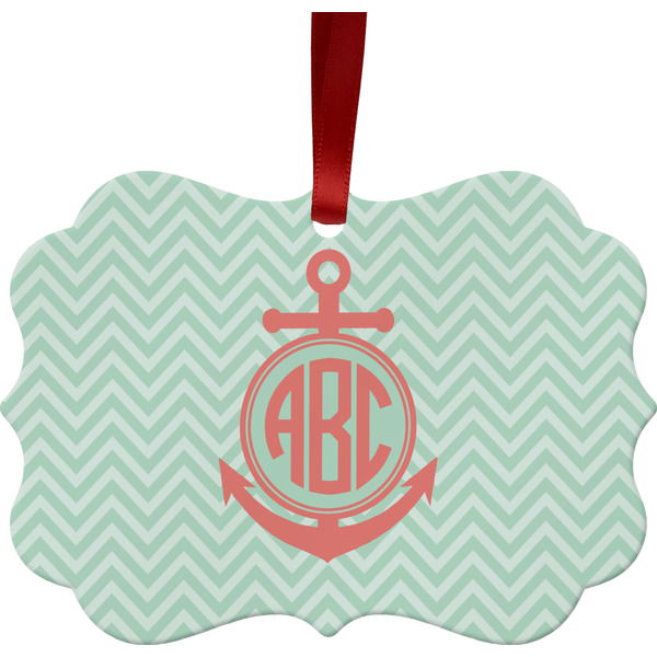 Chevron & Anchor Christmas Ornament (Front View)